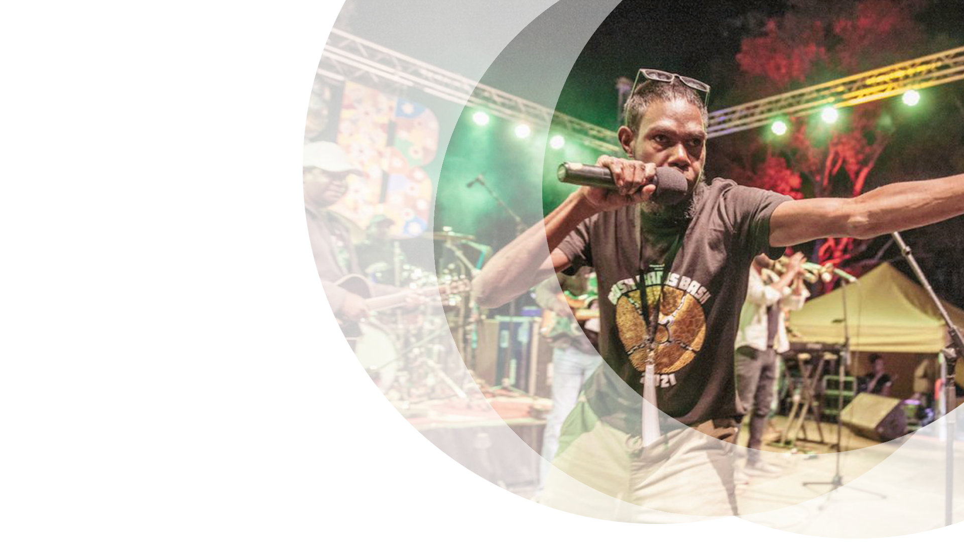 Karrku Reggae Band on stage during the Big Bush Bash, NT Australia